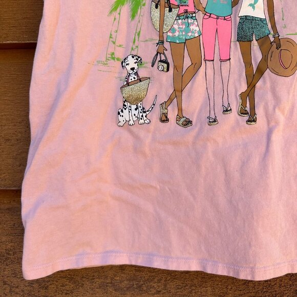 Childrens Place Girls Pink Graphic Tee Size XL 14 With Tropical Palm & Friends D - Picture 7 of 12